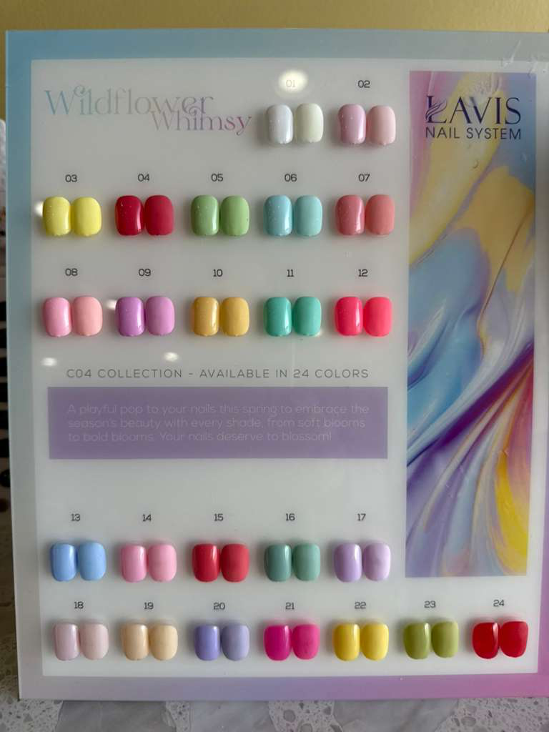 Wildflower Whimsy spring color palette with 24 pastel shades