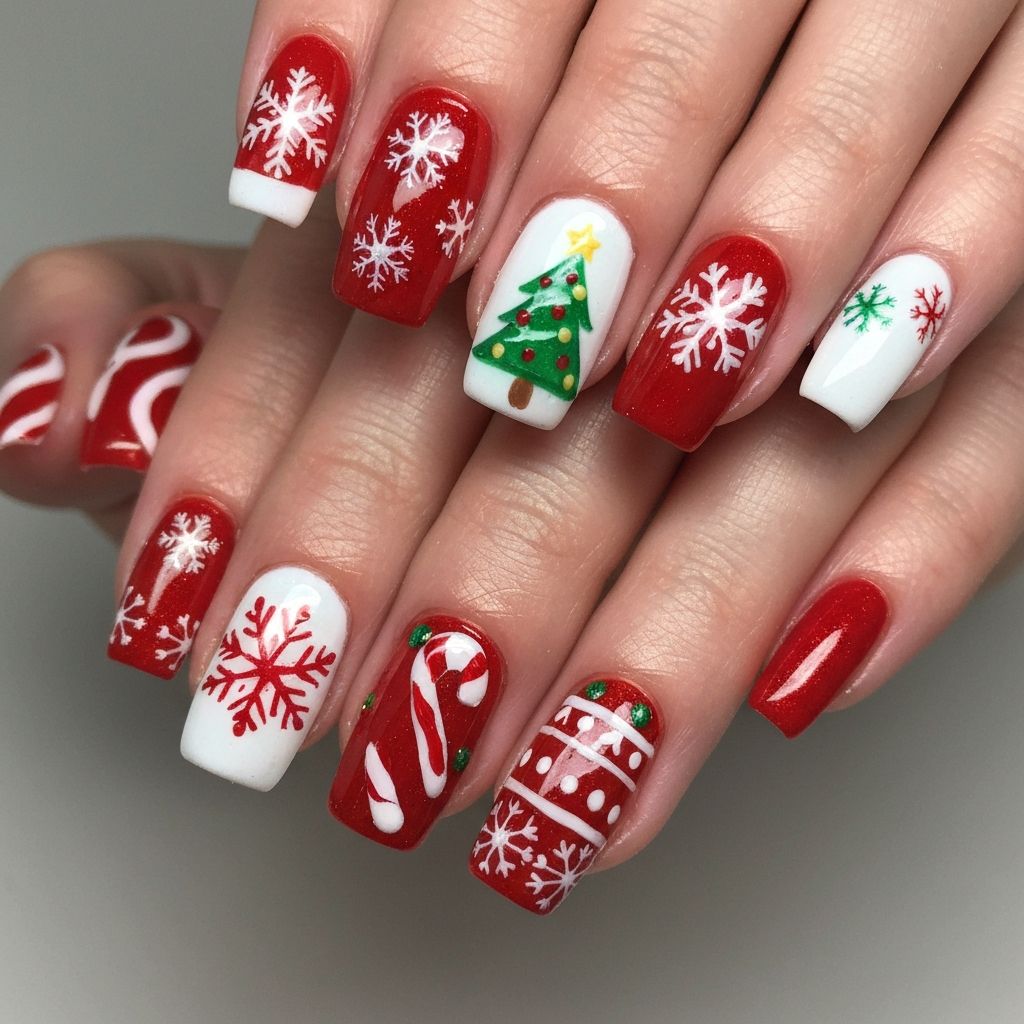 Festive Christmas nail design
