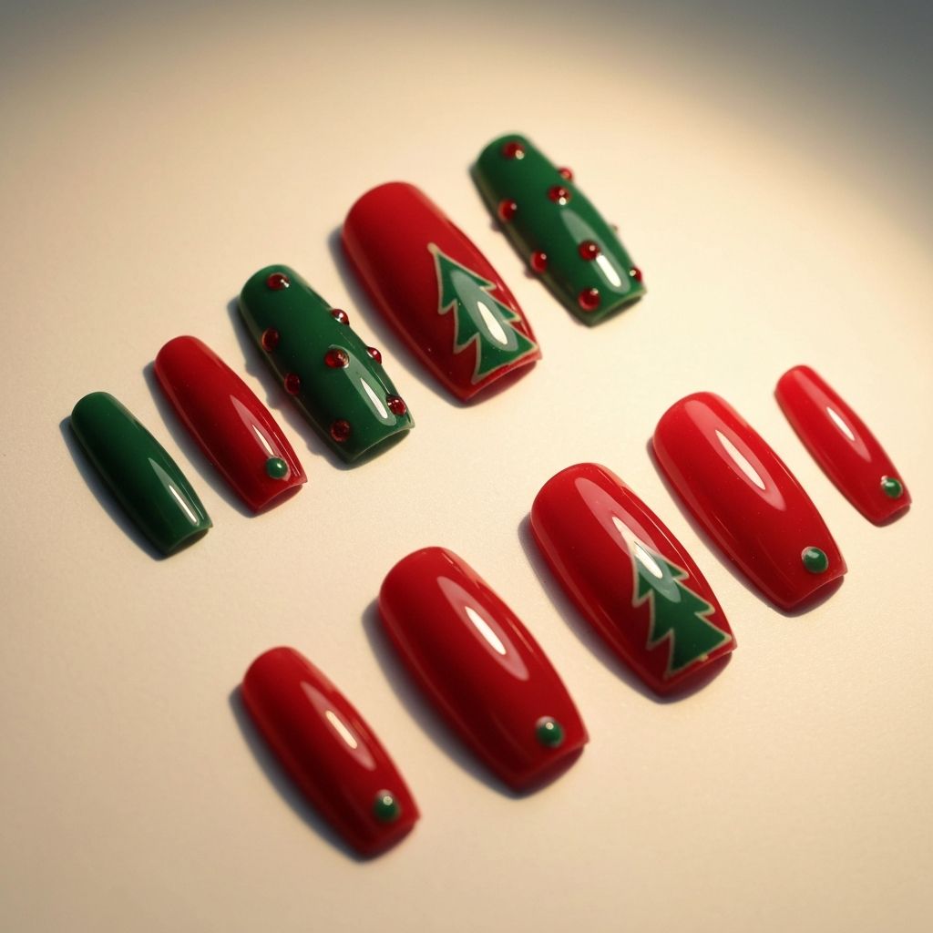 Christmas tree nail design