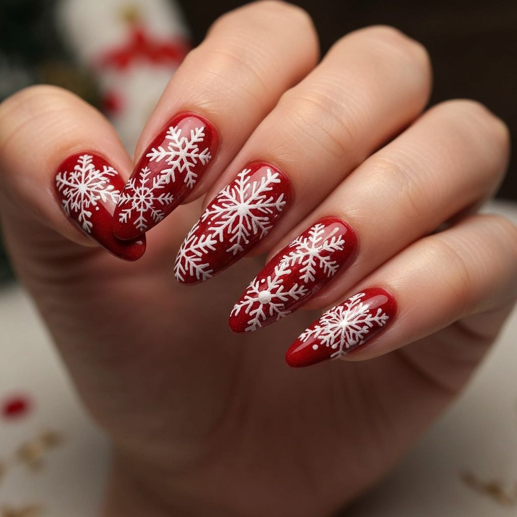 Snowflake Christmas nail design